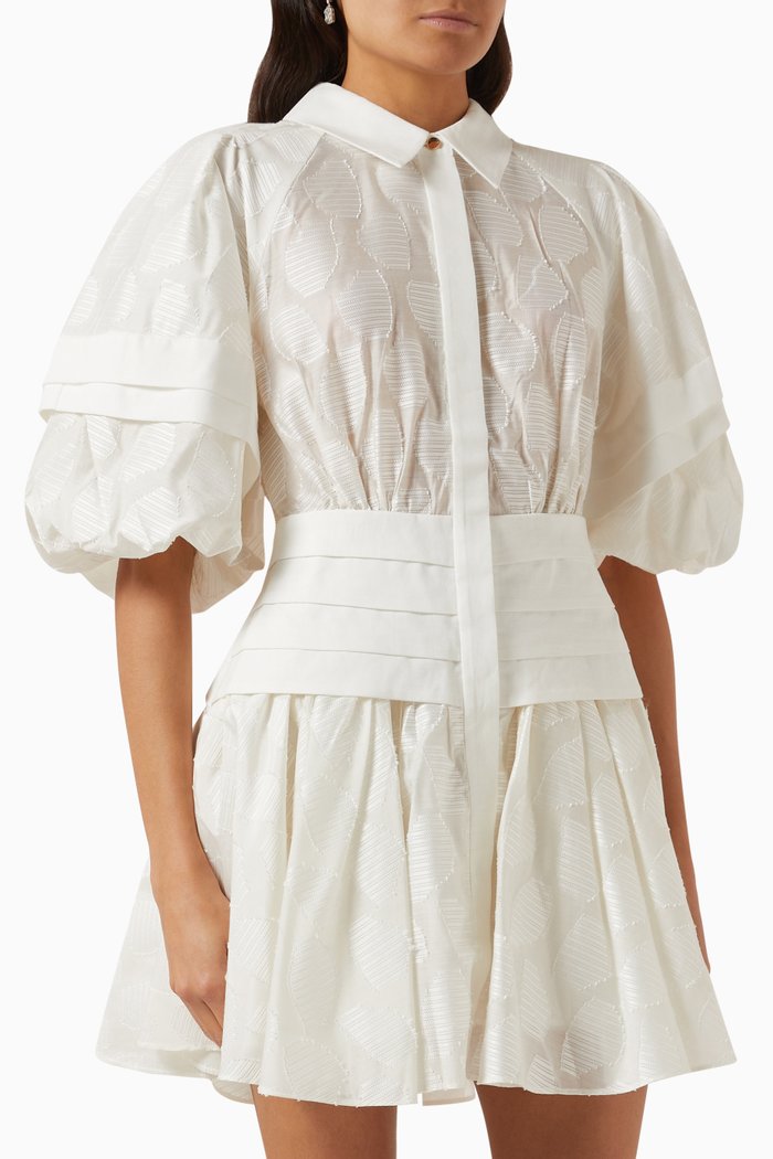 

Peterson Puff-sleeve Dress in Viscose-rayon, White