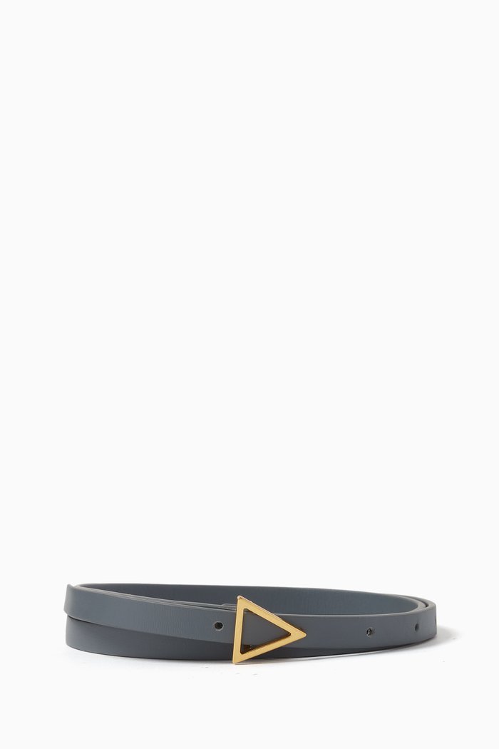 

Triangle Buckle Belt in Calfskin, Grey