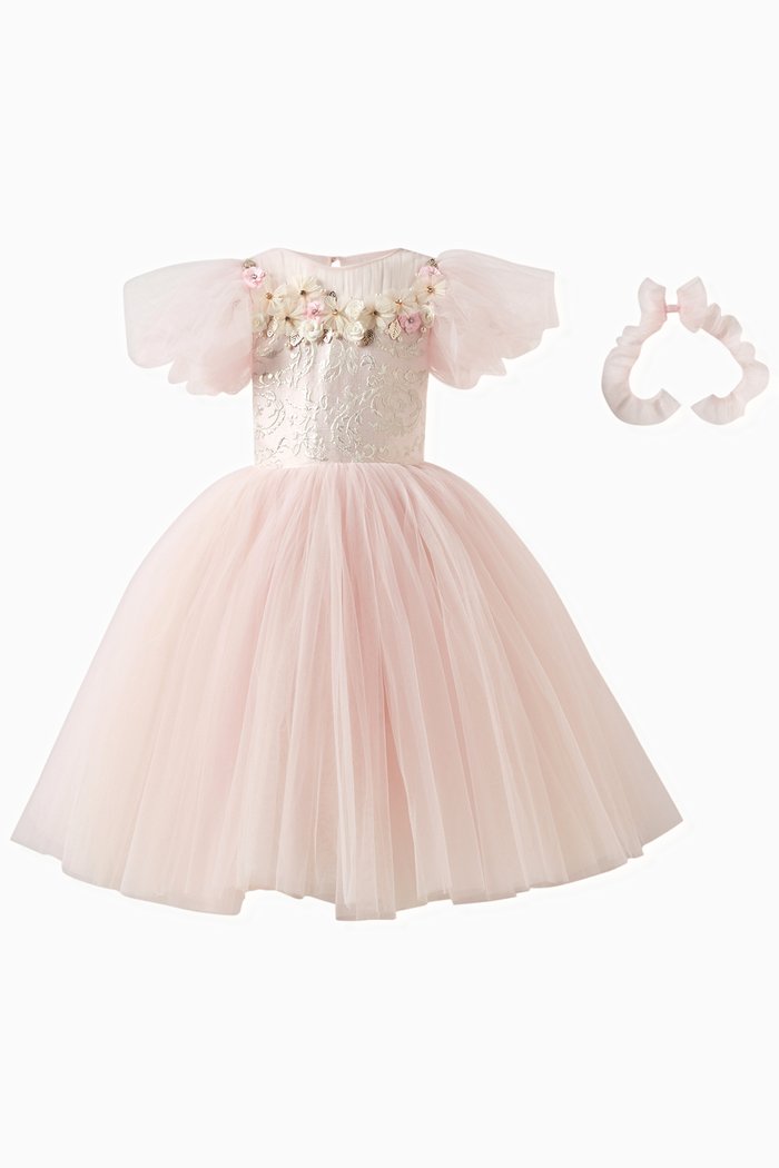 

Floral-motif Tulle Dress, Pink