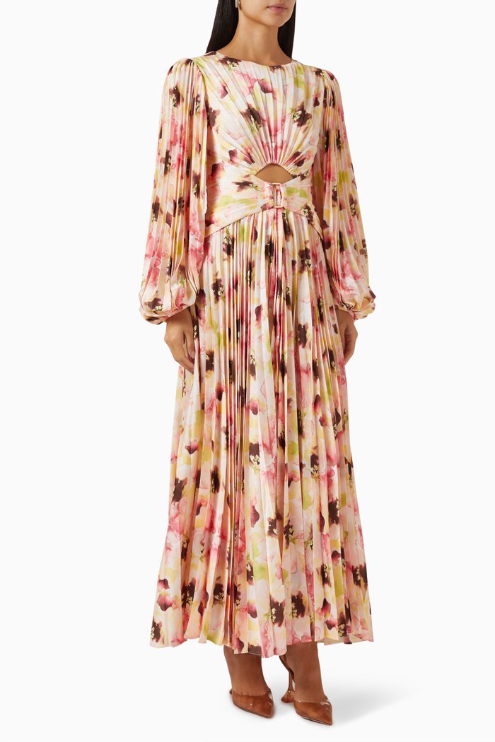 

Karatta Floral Printed Midi Dress in Satin, Multicolour