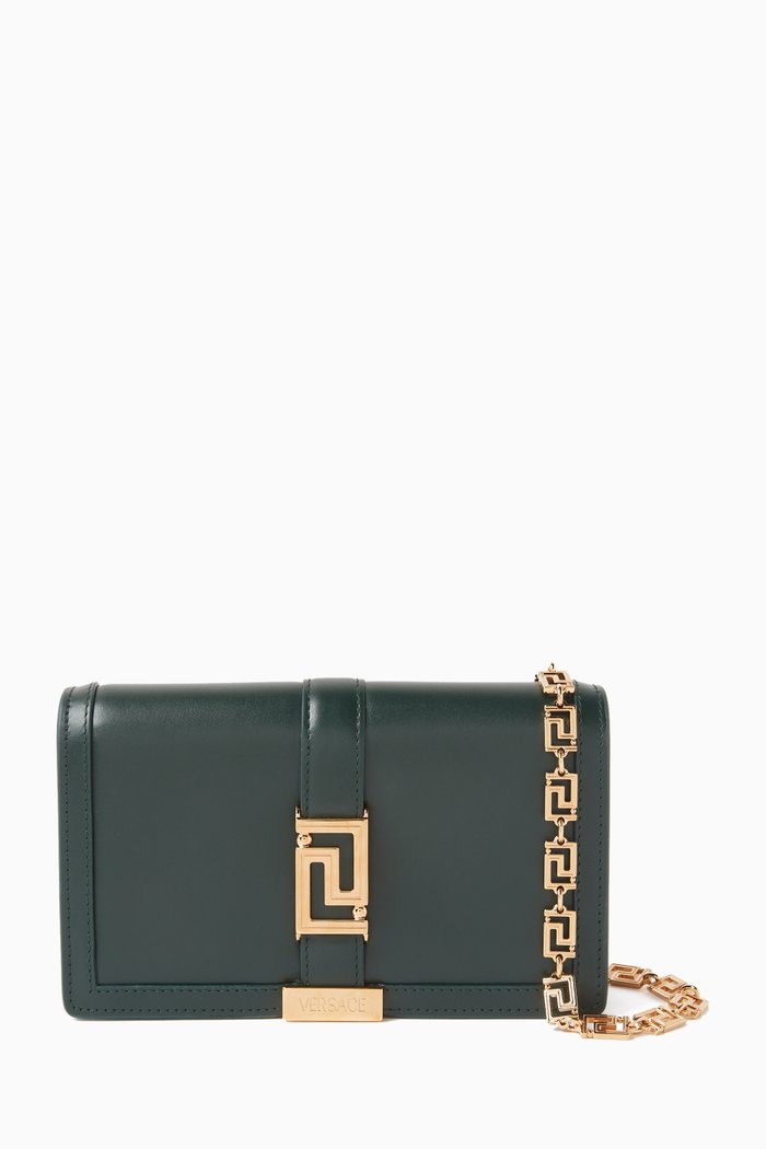 

Mini Greca Goddess Bag in Calf Leather, Green