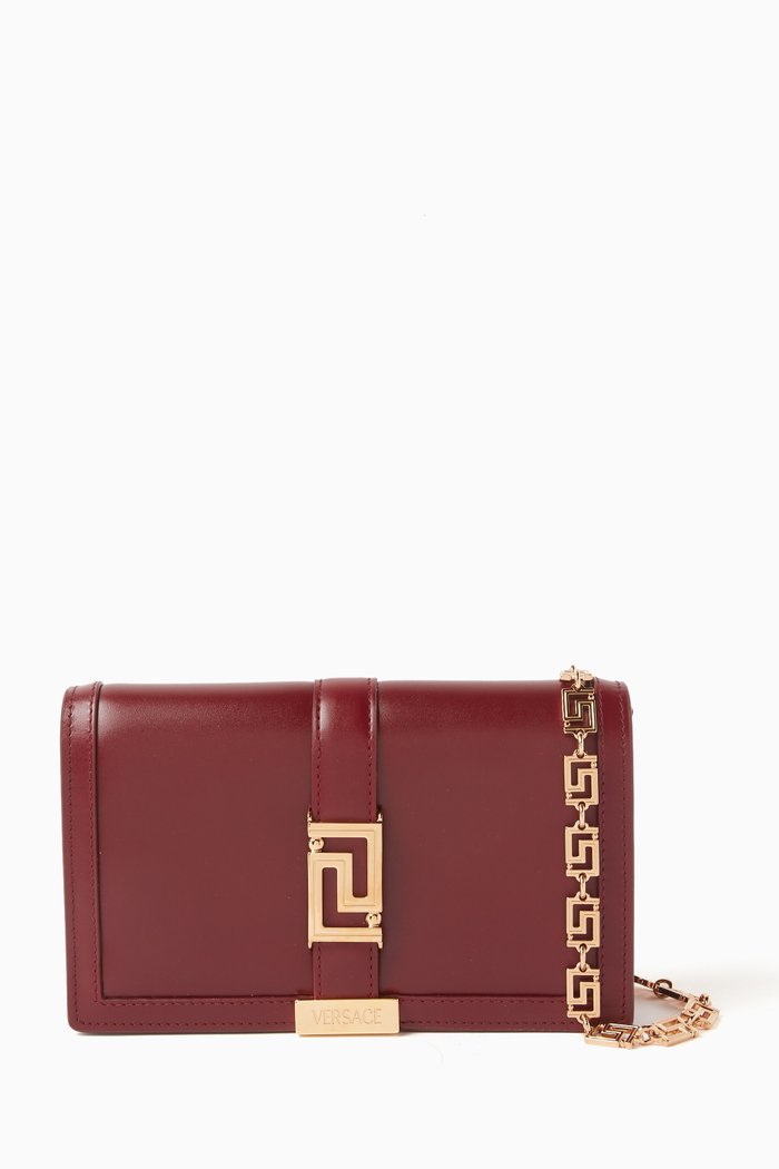 

Mini Greca Goddess Bag in Calf Leather, Red