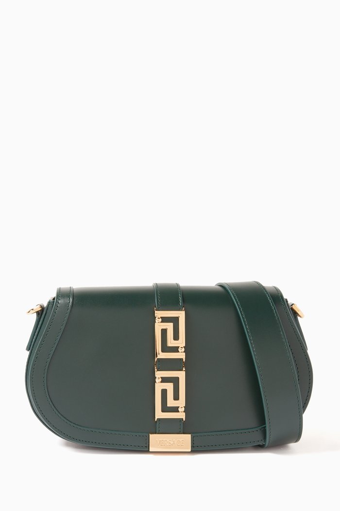

Greca Goddess Shoulder Bag in Calf Leather, Green