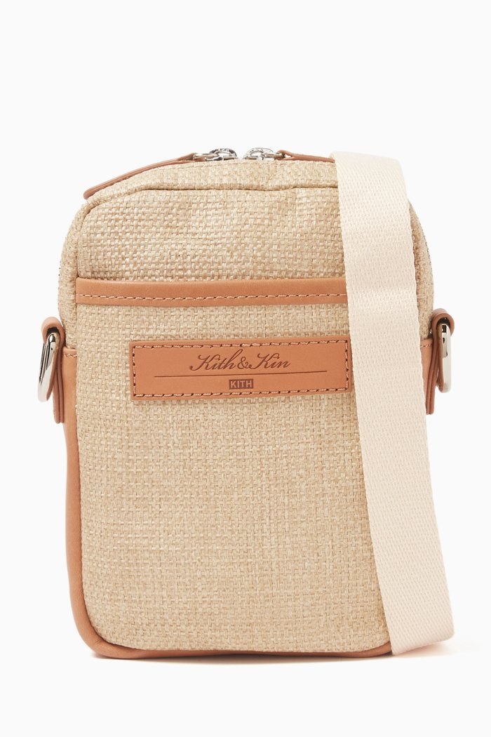 

Crossbody Pouch Bag in Raffia, Neutral