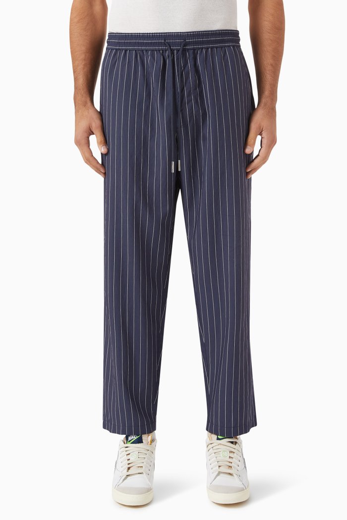 

Modern Striped Barrow Pants in Viscose-blend, Blue