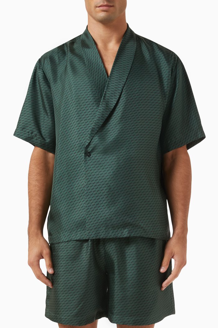 

Monogram Thompson Crossover Shirt in Silk, Green