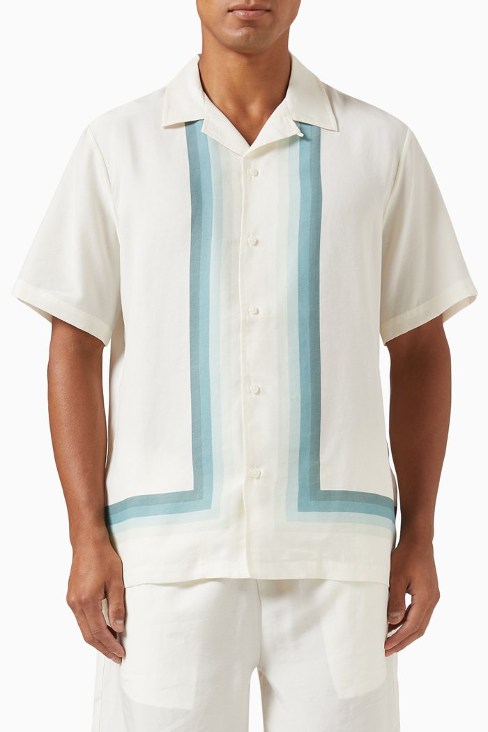 Thompson Camp Collar Shirt in Cupro-blend, Neutral