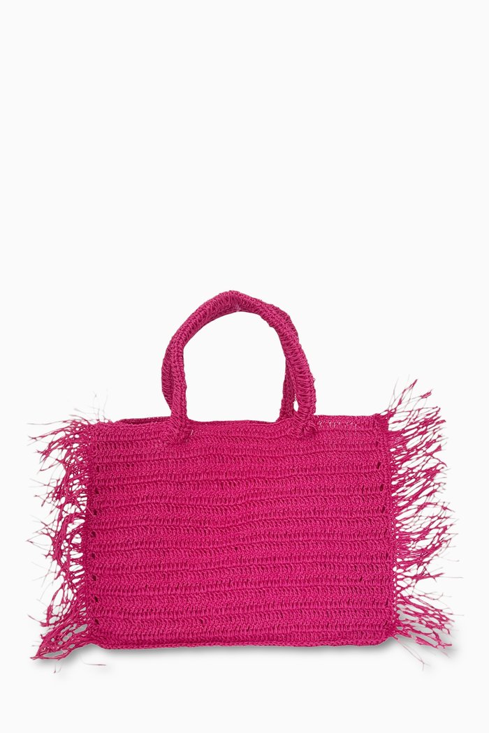 

Large Sand Tote Bag in Cotton Crochet, Pink