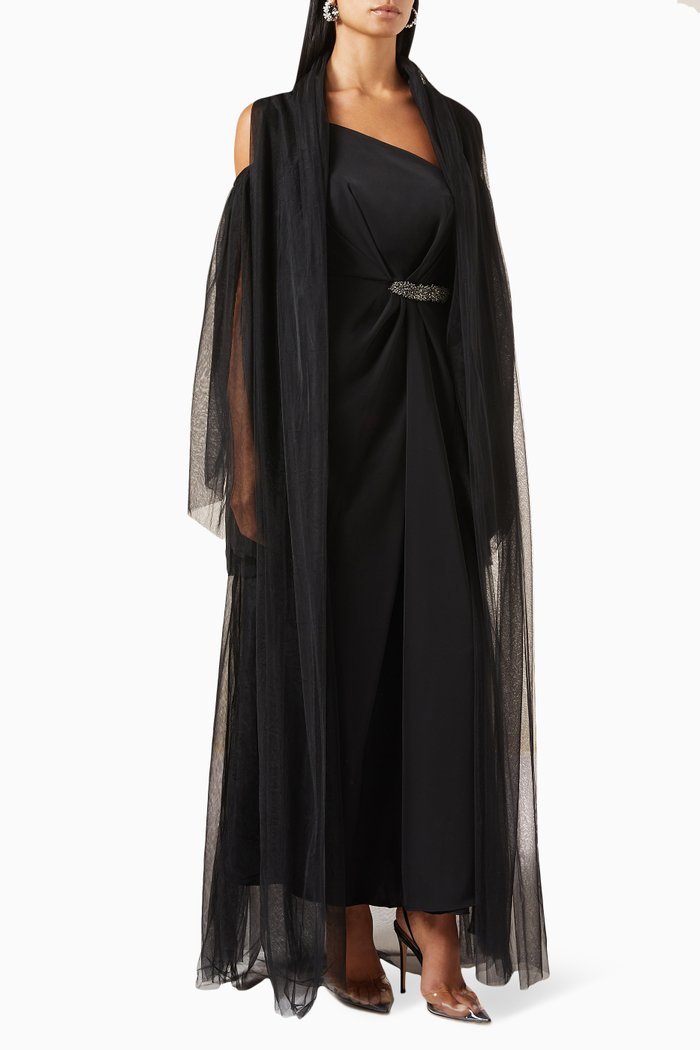 

2-piece Ezra Dress Set in Crepe-satin & Tulle, Black