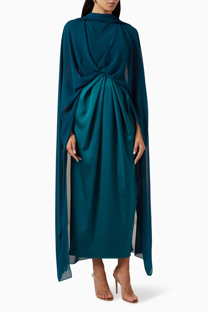 

Leen Maxi Dress in Crepe-satin & Chiffon, Blue
