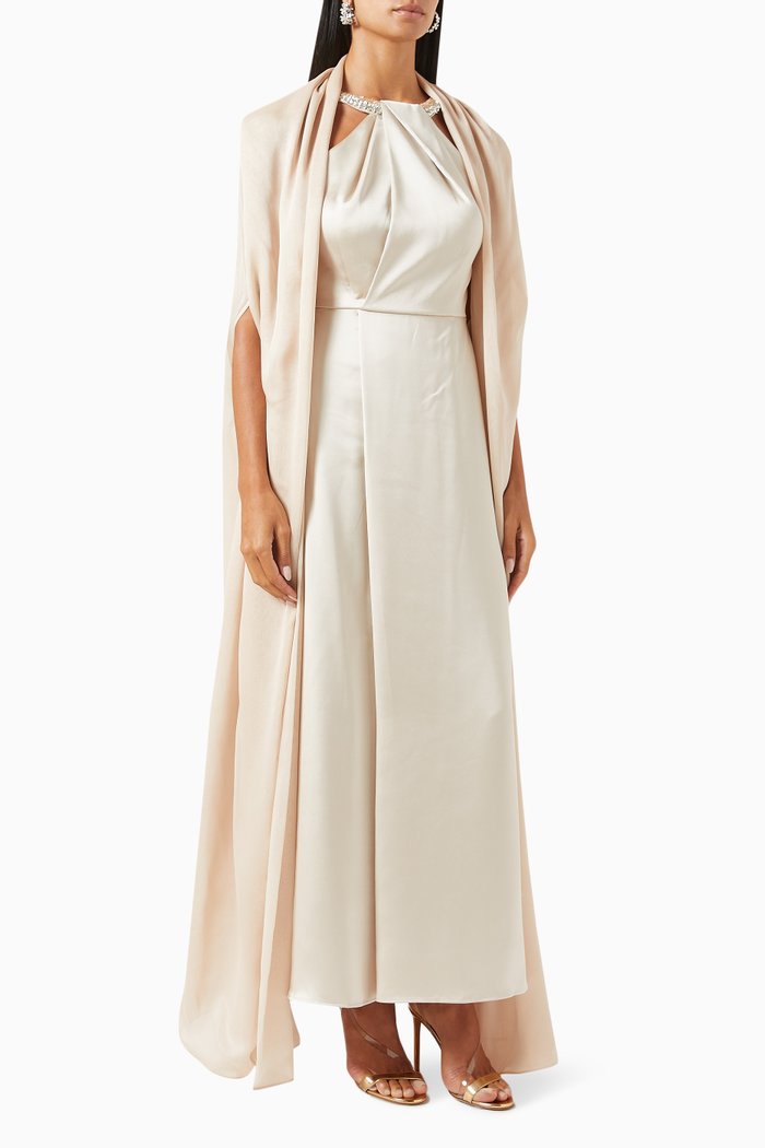 

2-piece Belle Dress Set in Crepe-satin & Organza, Neutral