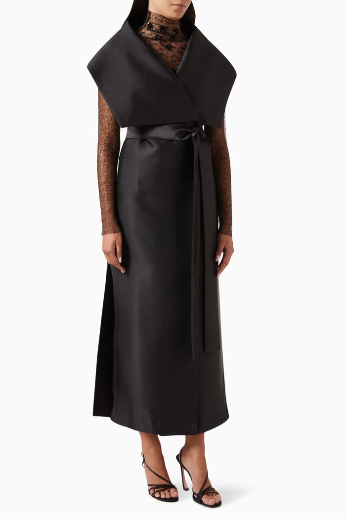 

Amara Set Dress in Bridal Taffeta & Tulle, Black