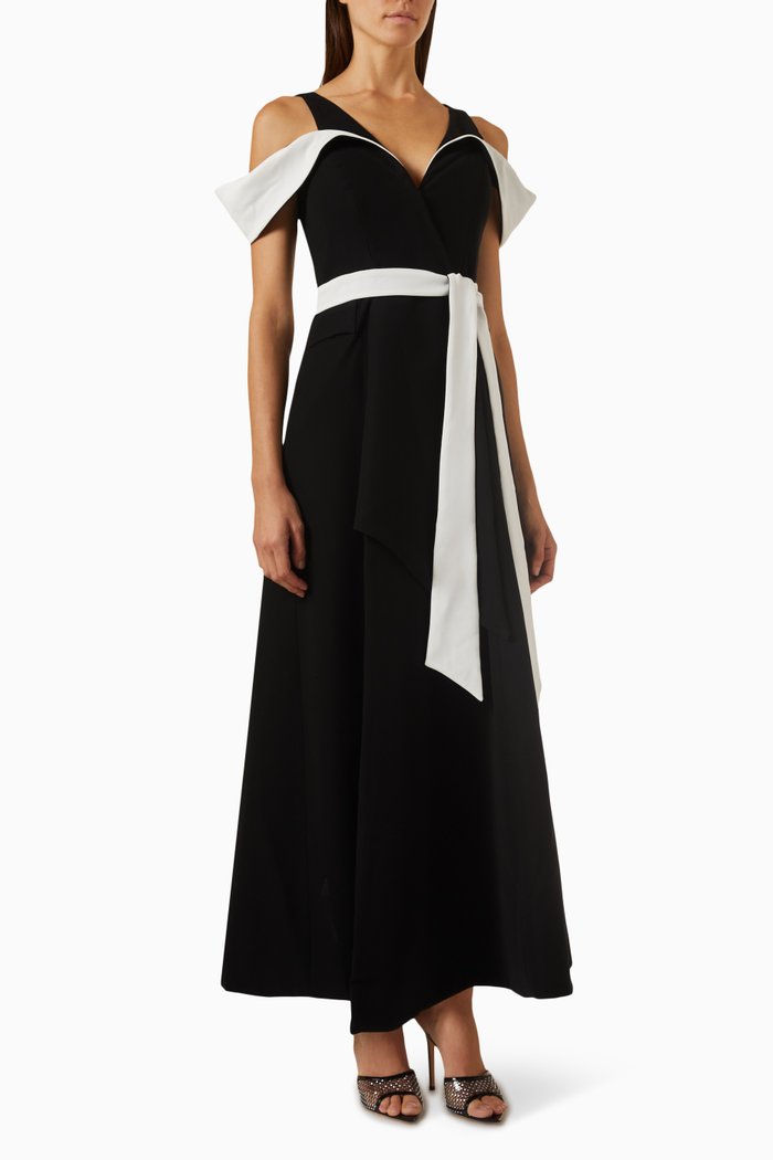 

Colour-block Wrap Maxi Dress in Cady, Multicolour