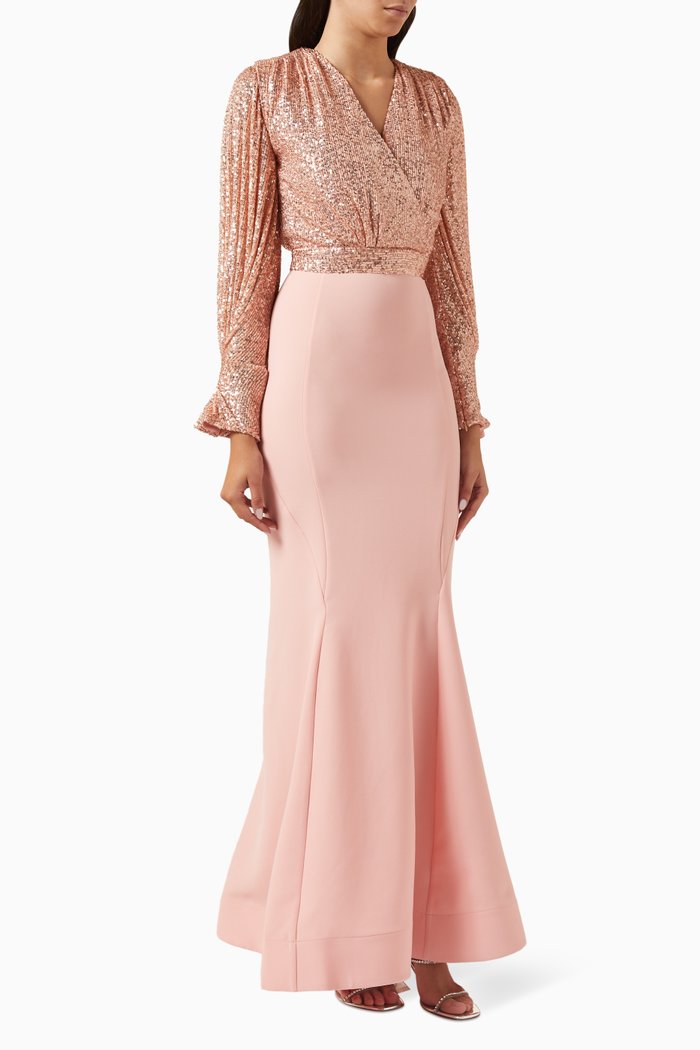 

Draped Sequins Top Gown, Pink