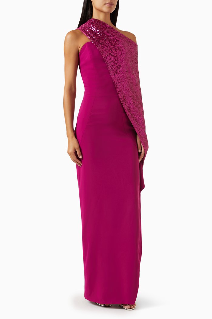 One-shoulder Sequinned Maxi Dress in Cady, Pink