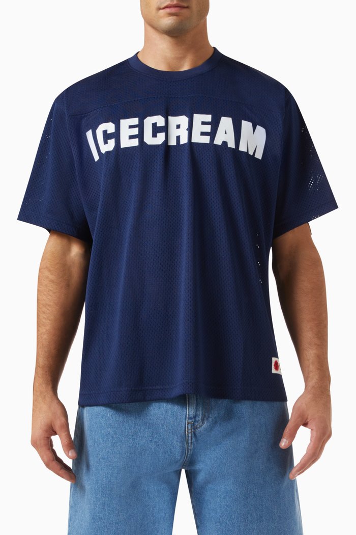Football Jersey T-shirt in Mesh, Blue