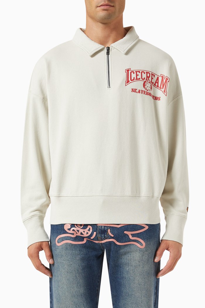

Half-zip Collar Sweatshirt in Cotton-fleece, Grey