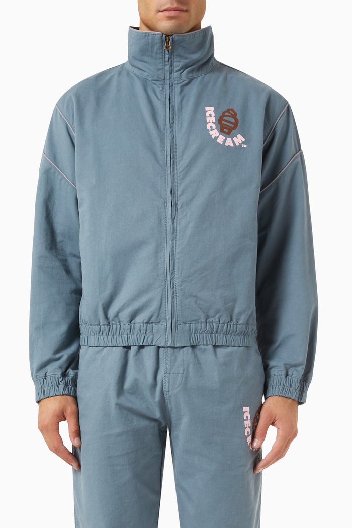 Soft Serve Track Jacket in Cotton-canvas, Blue