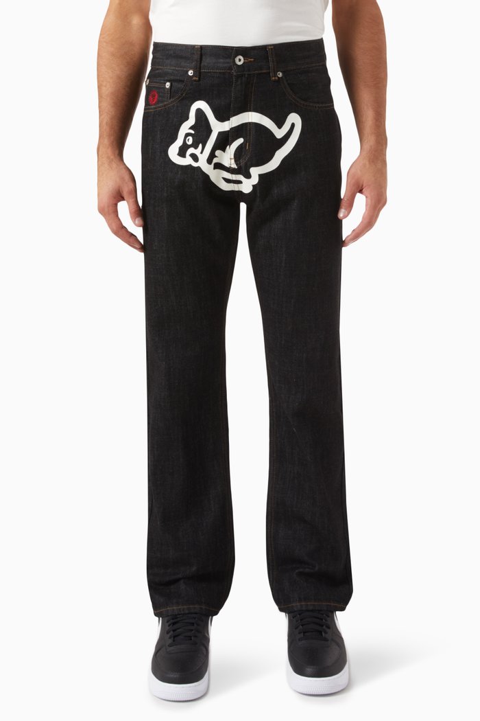 

Running Puppy Graphic-print Jeans, Black