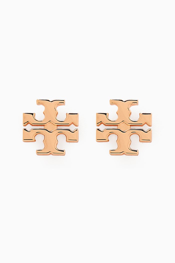 

Kira Stud Earrings in Brass, Pink