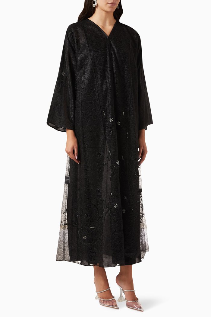 

Embroidered Abaya in Organza, Black