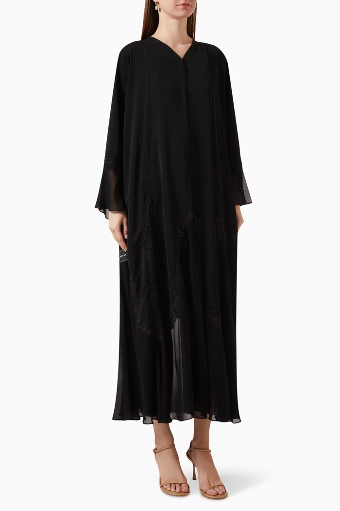 

Embellished Abaya in Chiffon, Black