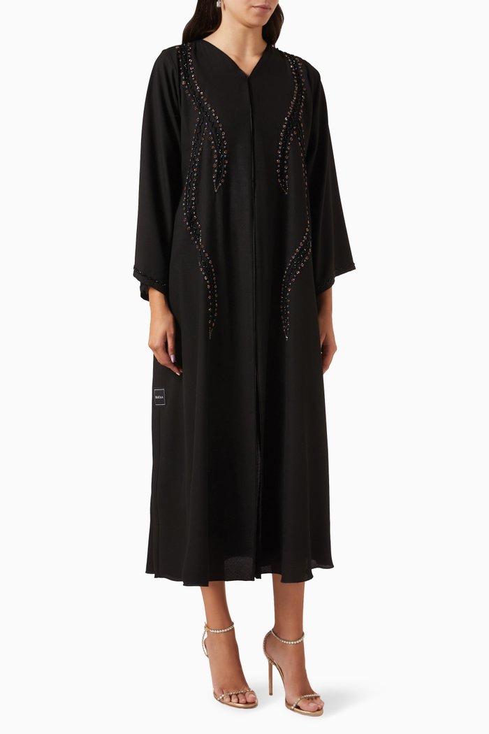 

Floral Abaya, Black