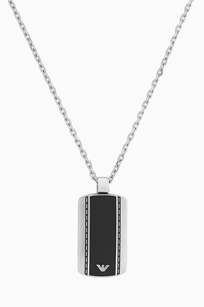 

EA Eagle Logo Tag Necklace in Stainless Steel, Silver
