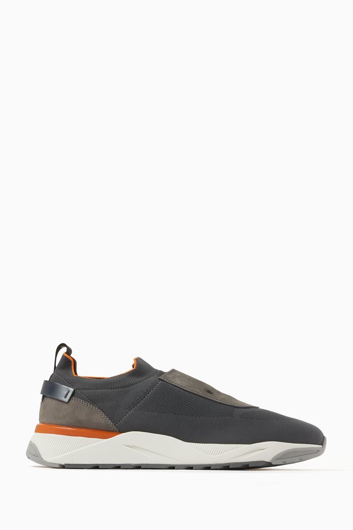 

Flin Sneakers in Nubuck & Stretch Fabric, Grey