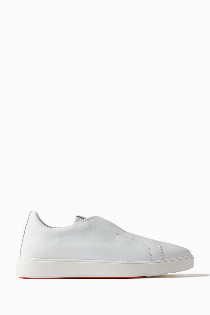 

Low-top Slip-on Sneakers in Calf Leather, White