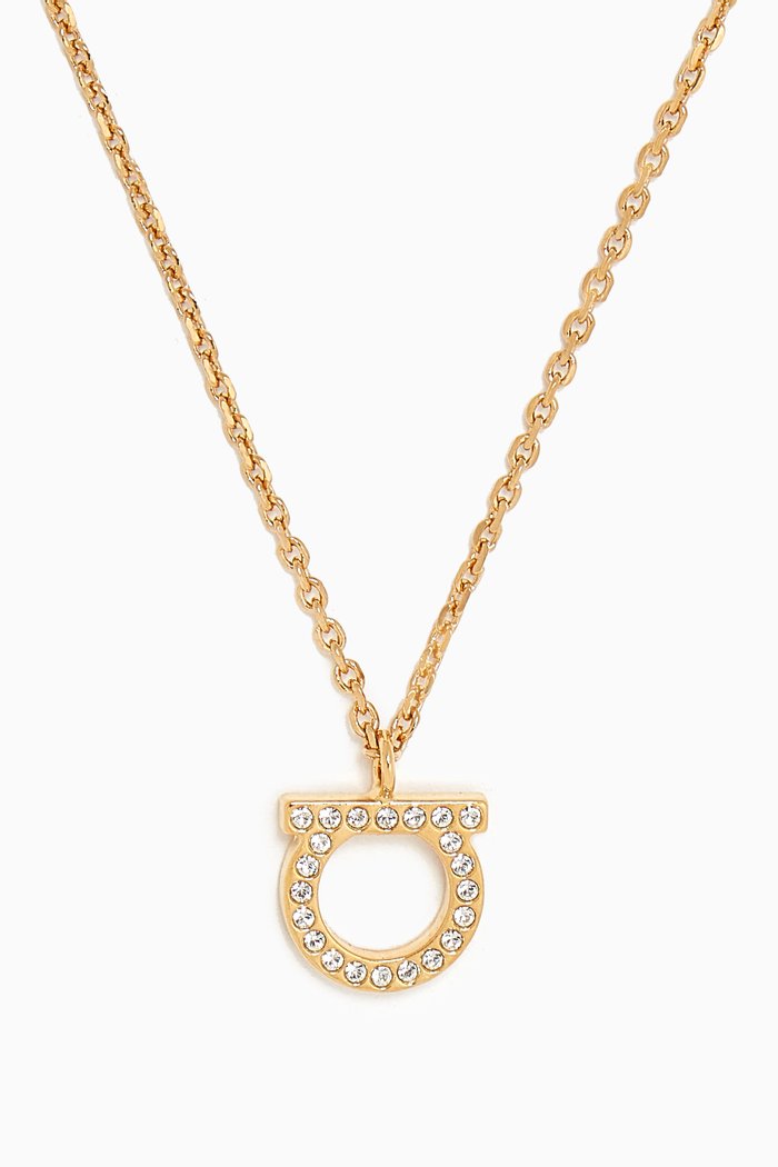 

Gancini Crystal Pendant Necklace in Gold-toned Brass