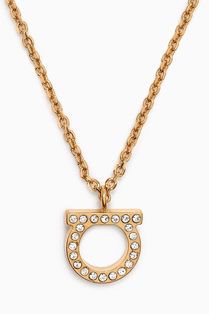 

Gancini Crystal Pendant Necklace in Gold-toned Brass, Yellow