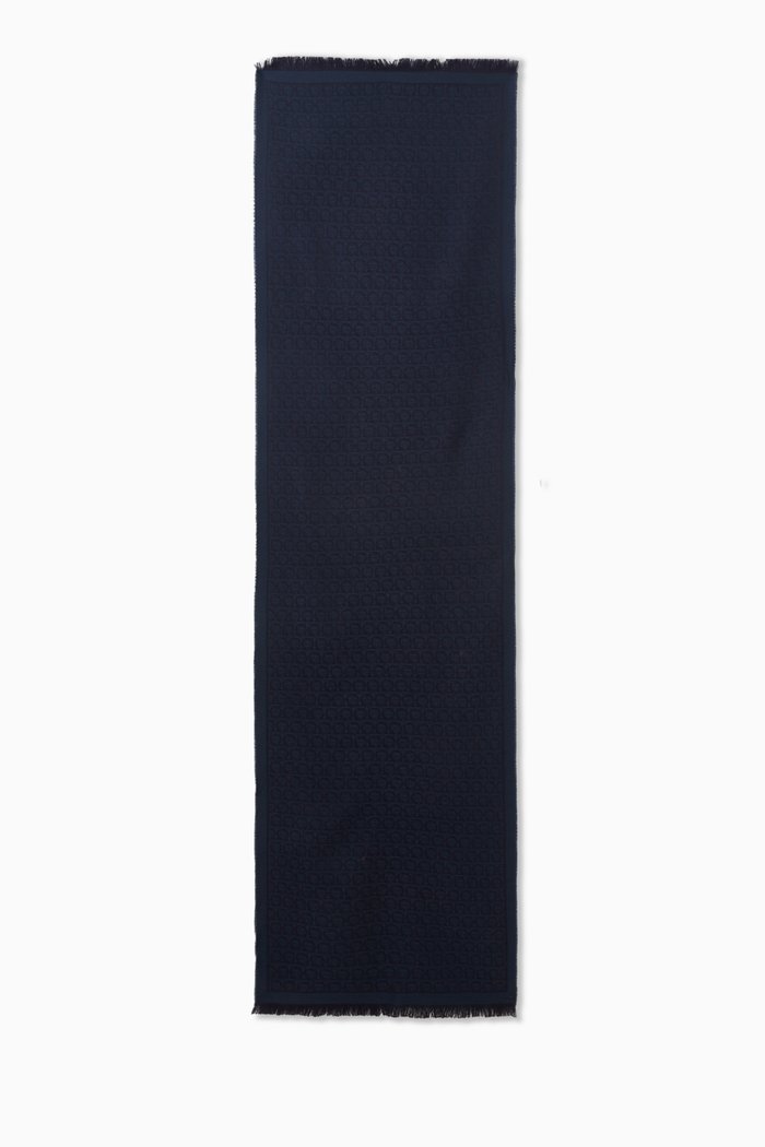 

Gancini Scarf in Wool, Blue