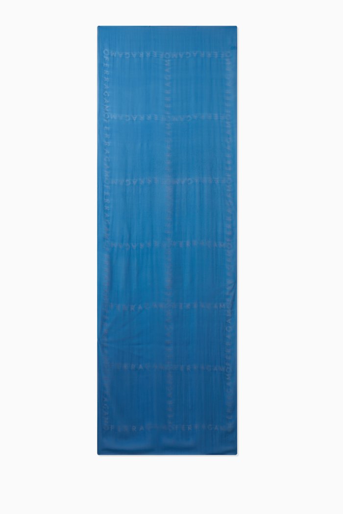 

Logo Stole in Silk Jacquard, Blue
