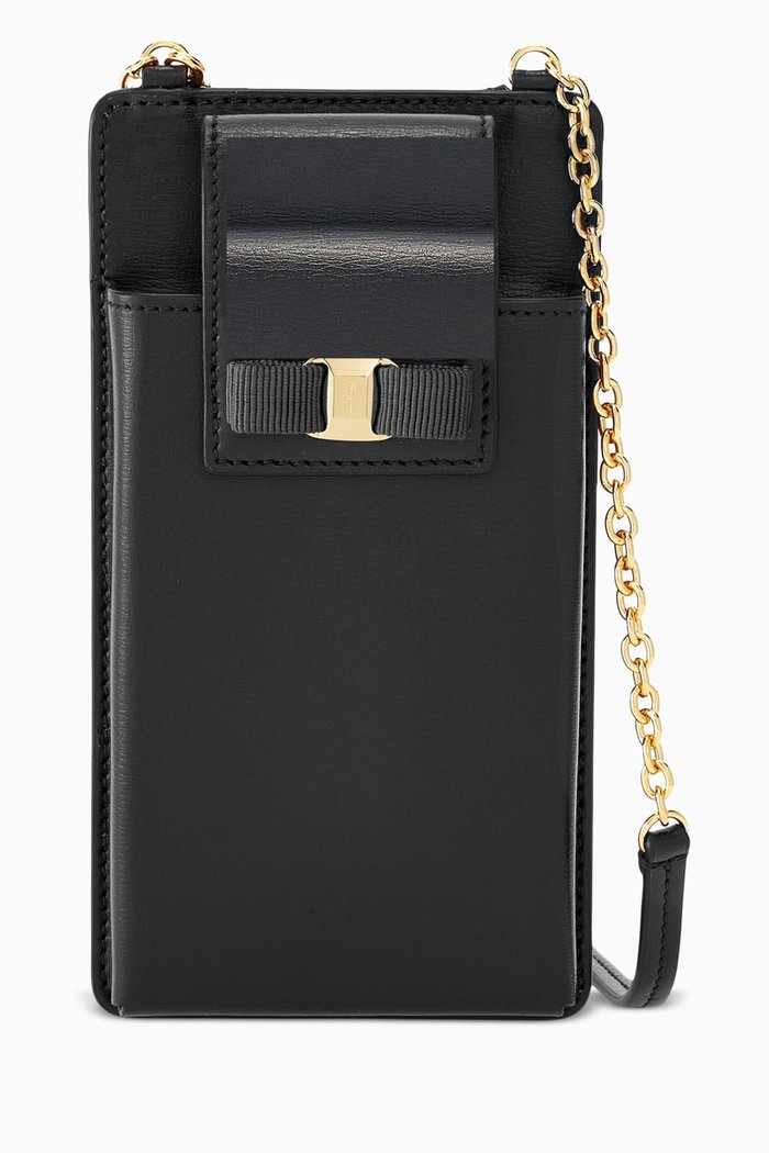 

Vara Bow Phone Case in Leather, Black