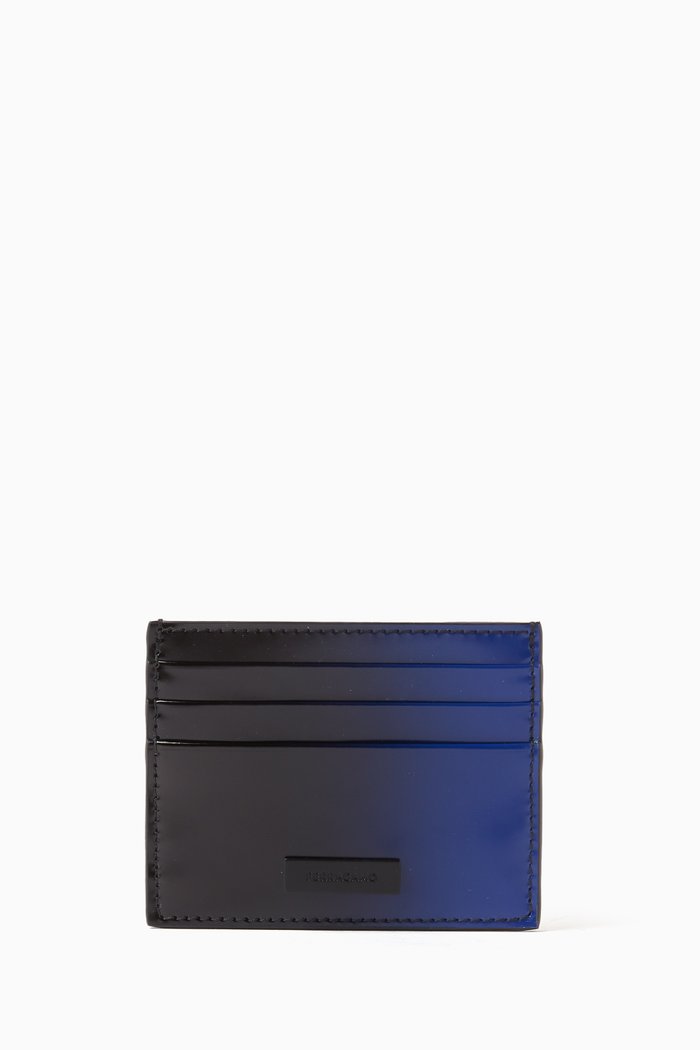 

Gradient Card Holder in Smooth Leather, Blue