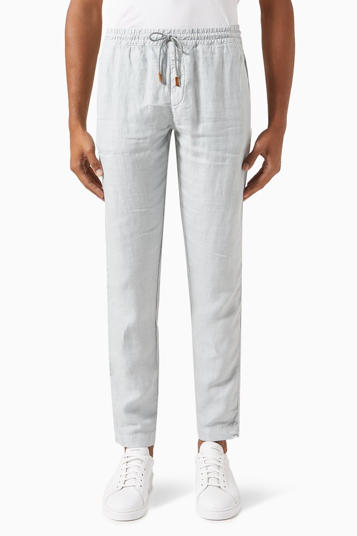 

Tapered Pants in Linen, Grey