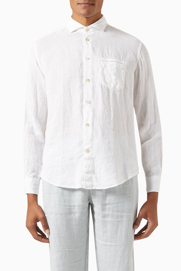 

Long-sleeved Shirt in Linen, White