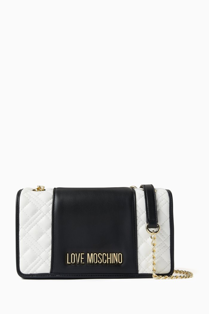 

Small Shoulder Bag in Quilted Faux Leather, Black