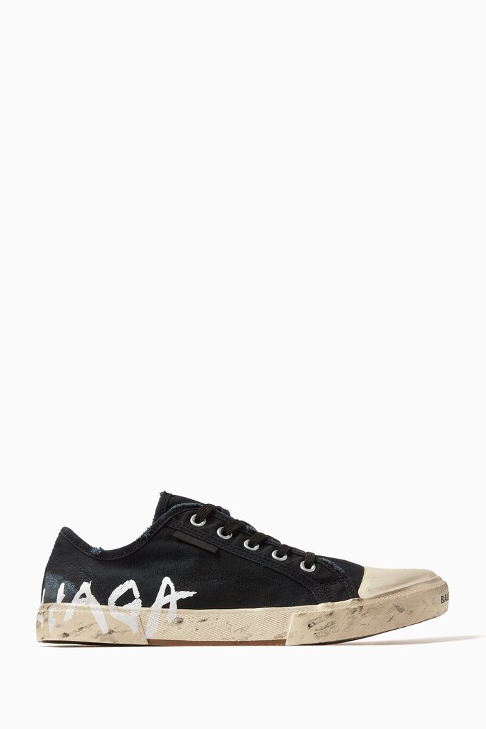 

Paris Graffiti Sneakers in Canvas, Black