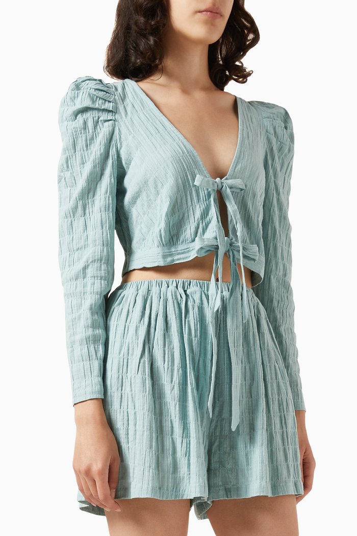 

Mandoline Textured Shirt in Cotton, Blue