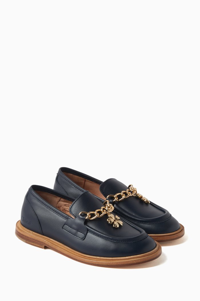 

Chain-link Moccasin in Leather, Blue