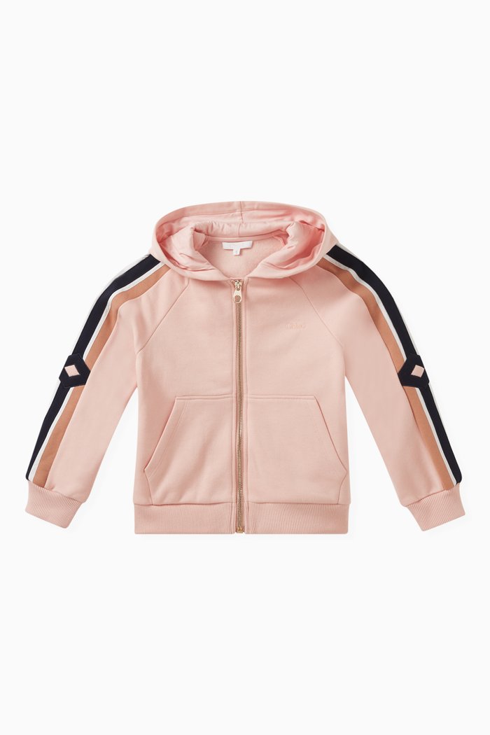 

Side-stripe Hoodie in Cotton, Pink