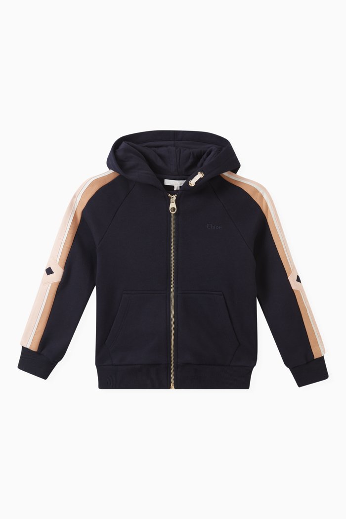 

Side-stripe Hoodie in Cotton, Blue