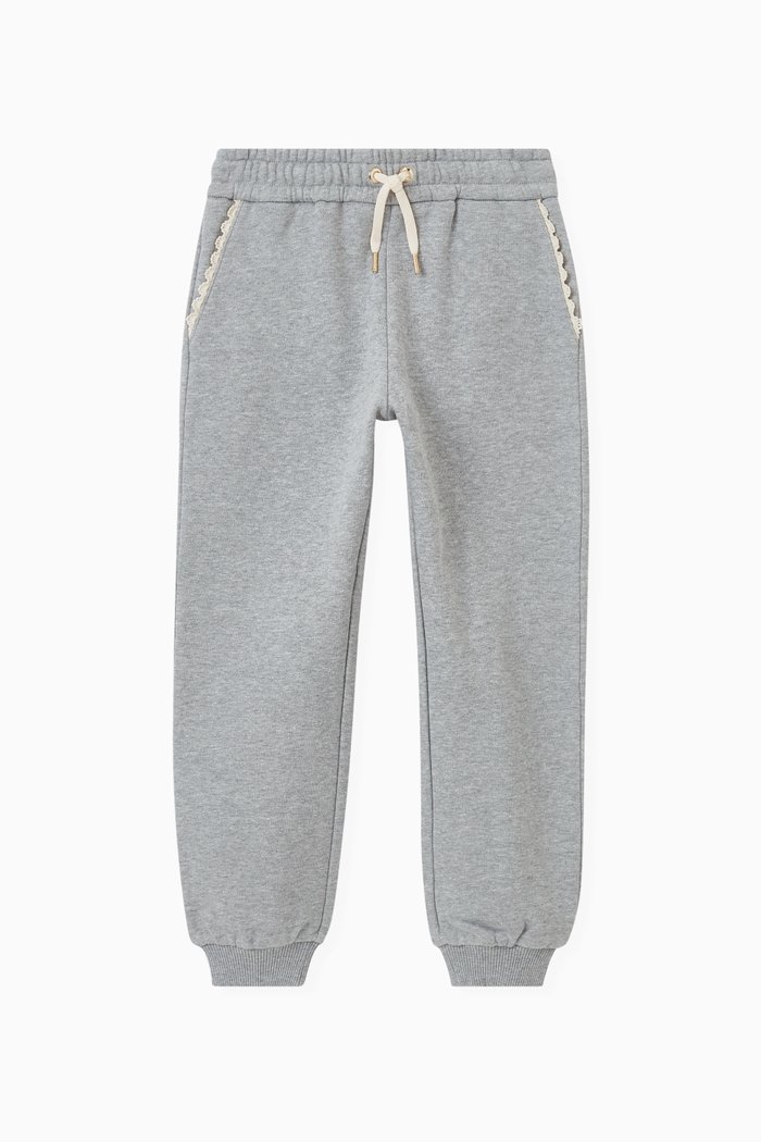 

Crochet-trim Sweatpants in Cotton, Grey