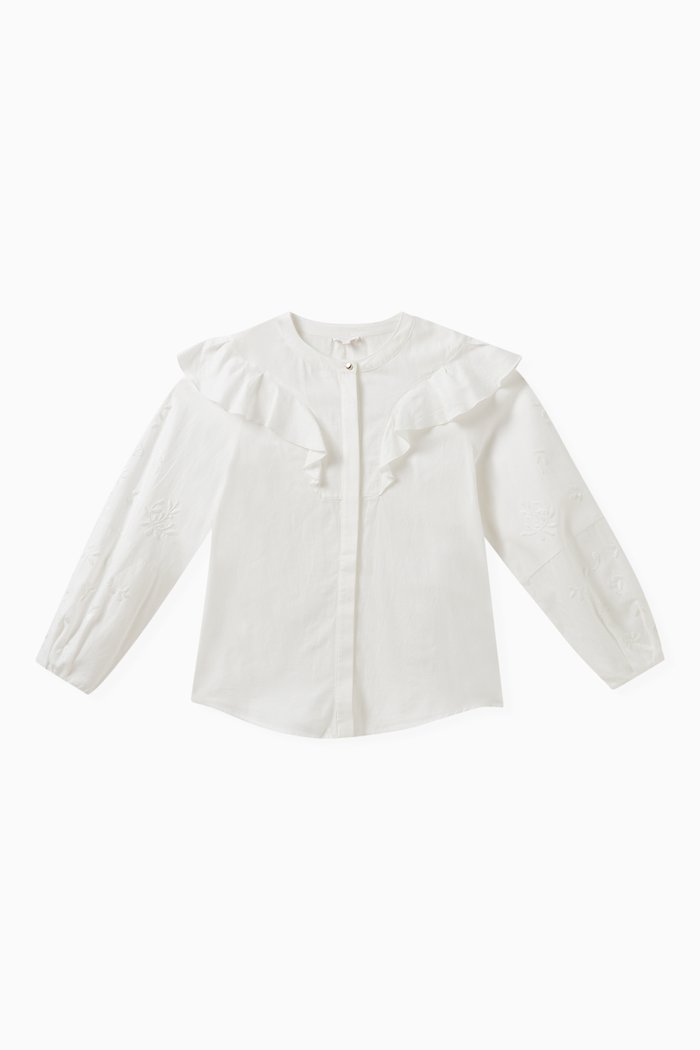 

Ruffled Blouse in Poplin, White