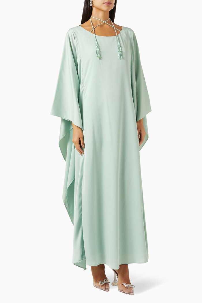 

Tie-up detail Maxi Dress in Silk-crepe, Green