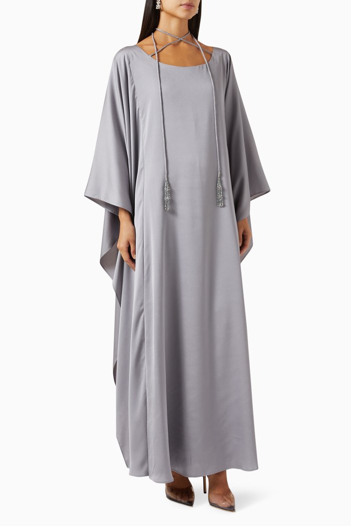 

Tie-up Maxi Dress in Silk-crepe, Grey