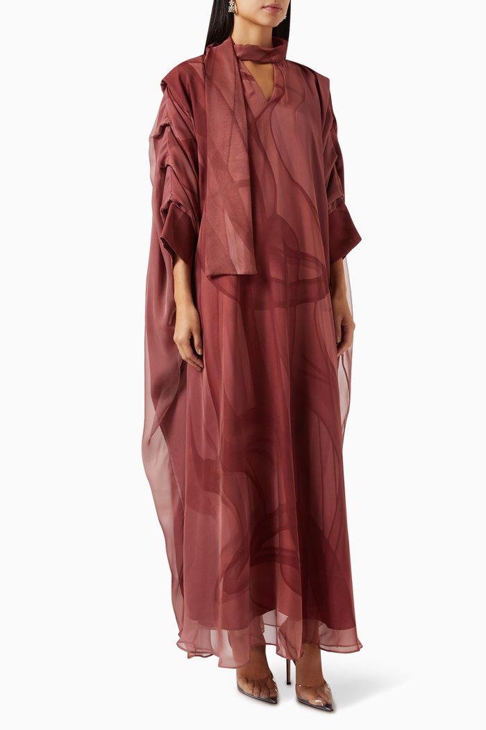 

Gathered Maxi Dress in Chiffon, Pink