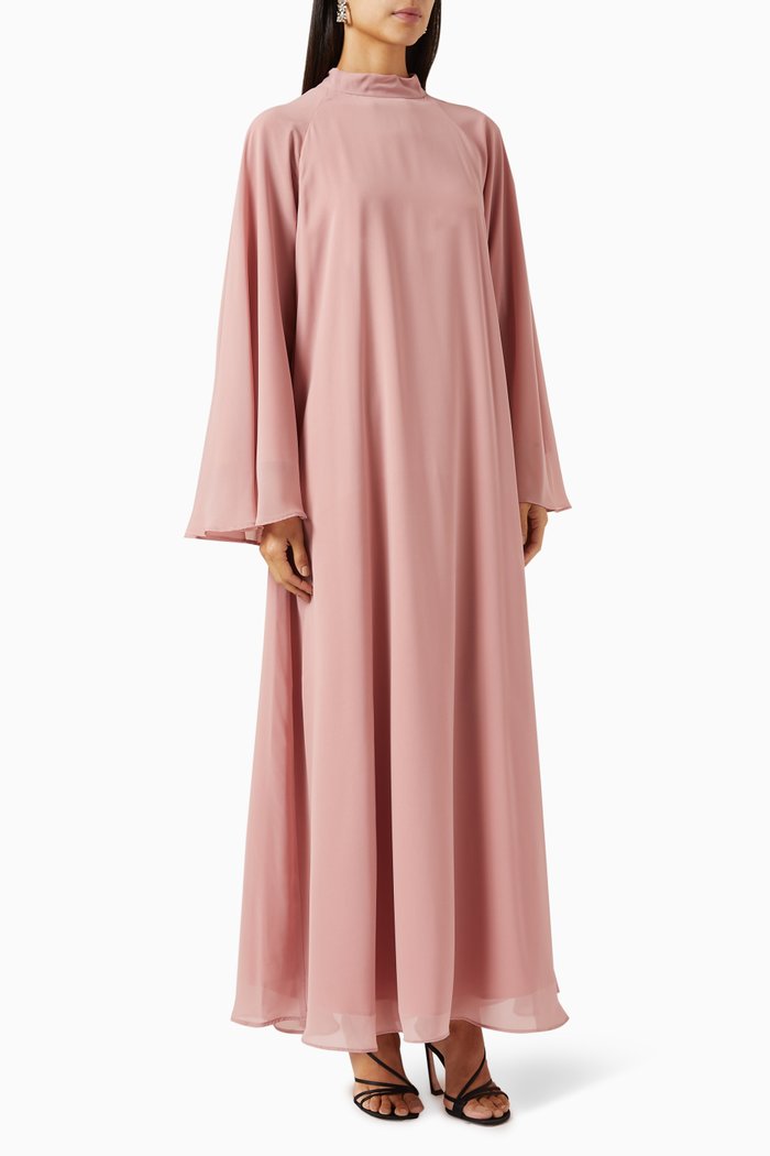 

Flared Maxi Dress in Chiffon, Pink